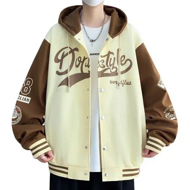 太子龍 美式棒球服休闲运动春秋季百搭宽松学生连帽卫衣夹克外套 男款