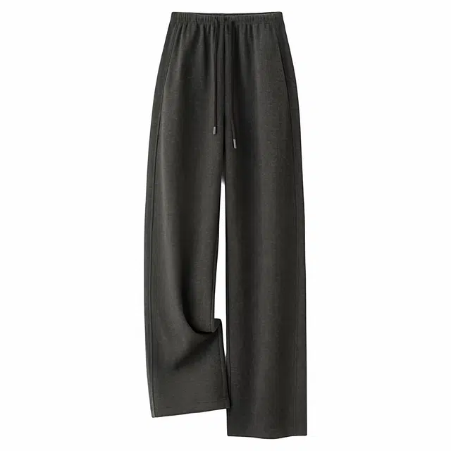 佐塞斯 高端品质轻奢羊毛加绒松软直筒裤女秋冬季保暖九分休闲裤针织运动裤 女款