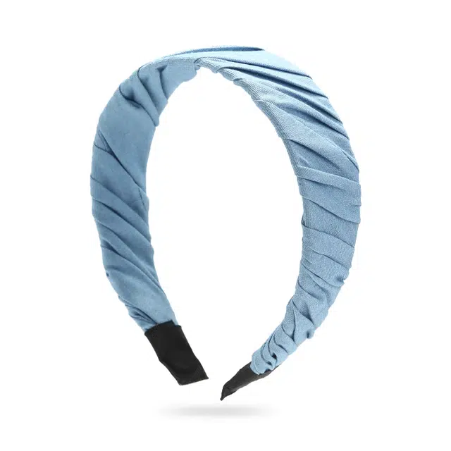 如花梦 牛仔蓝色斜纹高颅顶洗脸头箍 布艺 发箍 女款