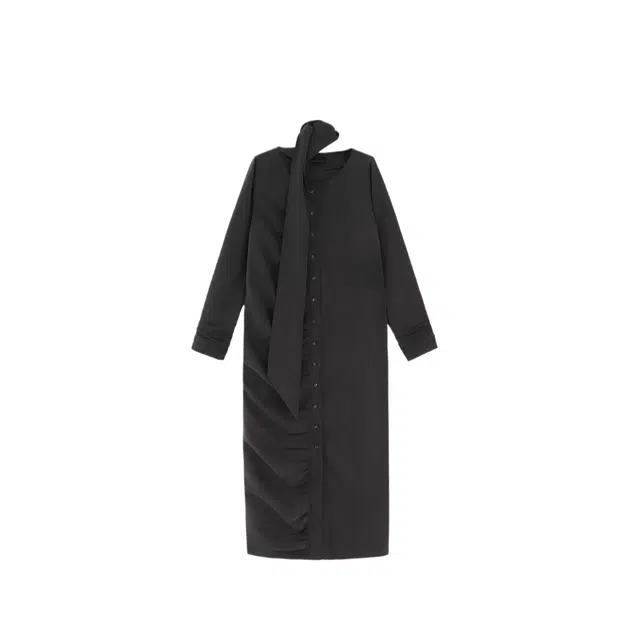 TREEMINGBIRD Scarf Shirring Long One-Piece