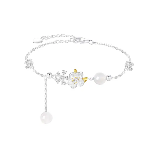 周大生 四时花令 桂花平安优雅设计感浪漫 新中式国风清新甜美系通勤百搭 白月光显白贵气 精致穿搭#好运 玉髓 手链 女款