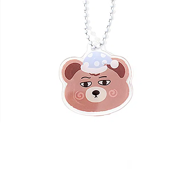 前方大荒野 睡帽小熊挂绳萌趣可爱熊熊甜美清新时尚设计创意 亚克力 钥匙扣 男女同款情侣款