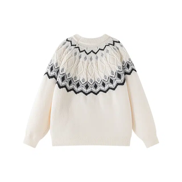 欧迪芬 美式复古时尚设计感个性菱形印花原宿风休闲潮流高级感柔软舒适保暖亲肤户外运动通勤百搭圆领长袖针织衫外穿慵懒风毛衣 男女同款