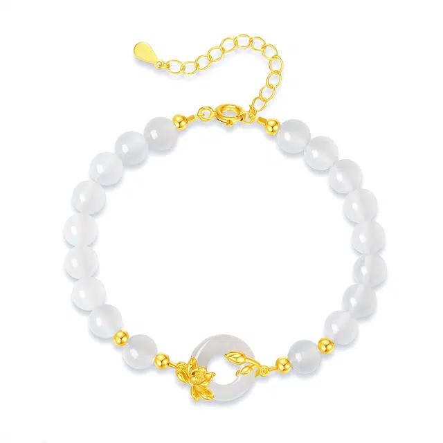 老庙 莲花 好运莲莲 富贵吉祥美满幸福 精致轻奢清冷富贵显气质 经典时尚民族风通用 日常百搭高级感 玉髓 手链 女款