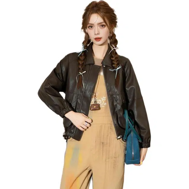 法文箱子 高级感小个子时尚皮衣 女款