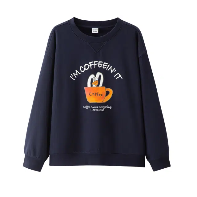 森马 设计感绣花宽松针织治愈系休闲装时尚圆领卫衣 男款