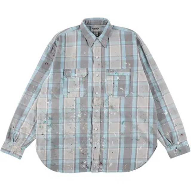 bowwow FW25 PAINTER'S PAINT STAINED FLANNEL SHIRT