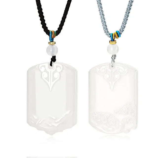 周大生 高品质感 海誓山盟天生圆满无事牌 新中式国风对玉 潮汐与峰轻奢高级感#好运 玉髓 项链 男女同款情侣款