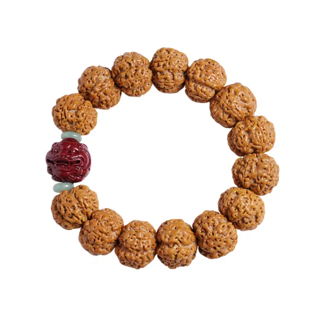 茂琼 八方来财万事顺遂平安喜乐新中式国潮六瓣尼泊尔原籽雕刻醒狮文玩佛珠单圈招财纳福复古高级文玩念珠#好运 金刚菩提 手串 男款