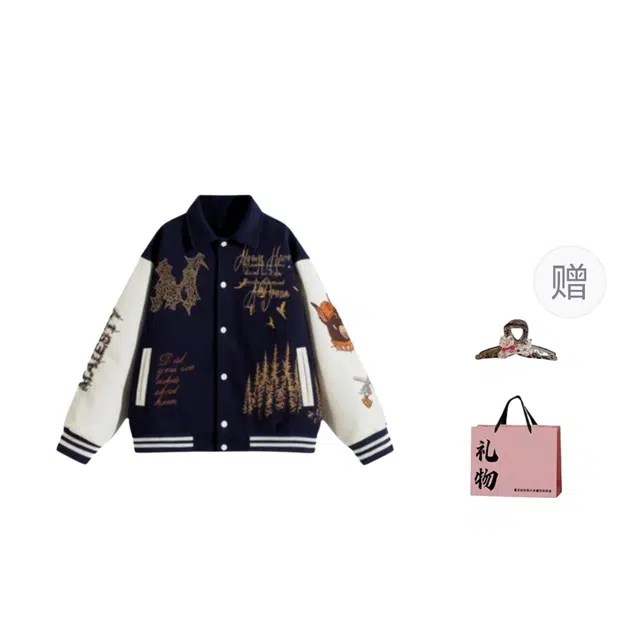 柏黛妃 重工高街刺绣飞行服百搭美式复古休闲潮夹克外套 女款