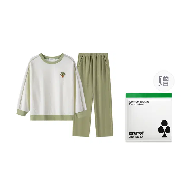 有棵树 秋季软糯舒暖绒女士家居服长袖长裤圆领套头亲肤柔软可外穿睡衣套装 女款