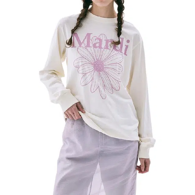 MARDI MERCREDI TSHIRT LONG SLEEVE FLOWERMARDI_CREAM PINKLAVENDER FW25T