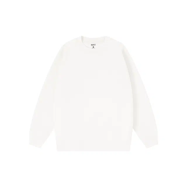 棉的美学 简约圆领加绒纯色常规长袖通勤套头卫衣 男女同款