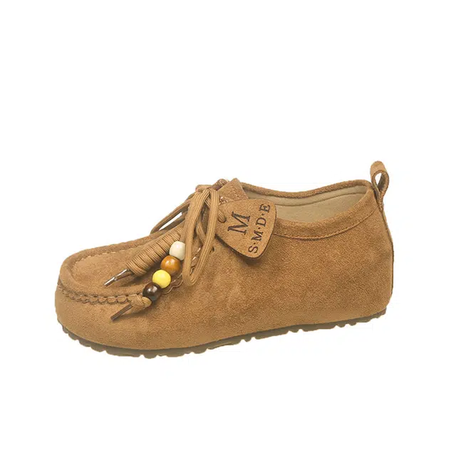 拾伍象 内增高丑萌单鞋女百搭厚底系带休闲软底乐福鞋 橡胶勃肯鞋 女