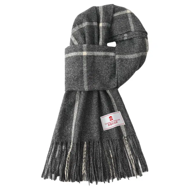 宫里的世界 秋冬经典格纹温暖柔软 聚酯纤维 绒线围巾 男女同款情侣款