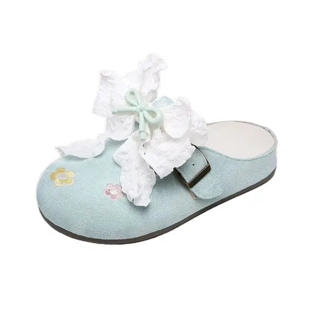 拾伍象 简约花朵街头慵懒风轻便郁金香蝴蝶结舒适可爱包头拖鞋 女