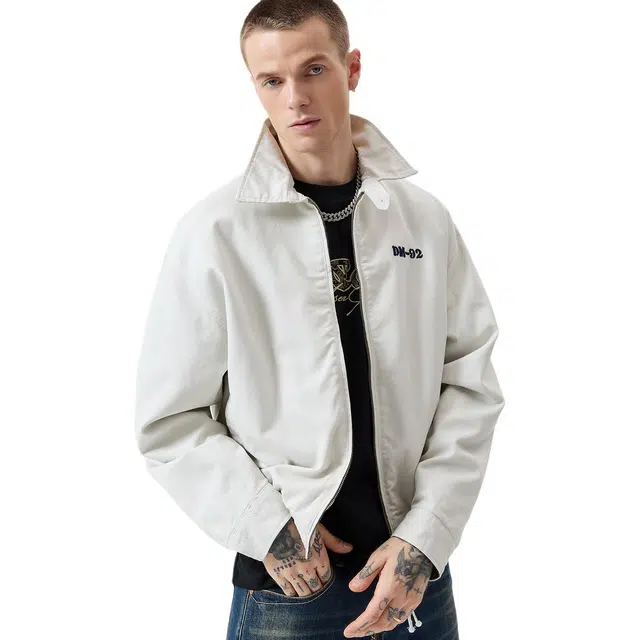 逆腾 秋季痞帅风美式休闲外套男宽松潮牌翻领男士短款百搭工装夹克 男女同款