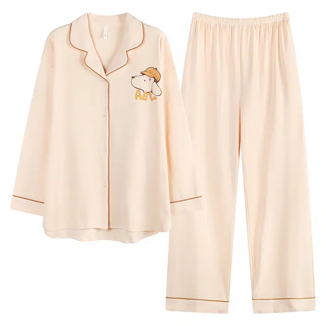 帕兰朵 春秋季纯棉长袖可爱卡通甜美学生全棉家居服可外穿秋款睡衣套装 女款