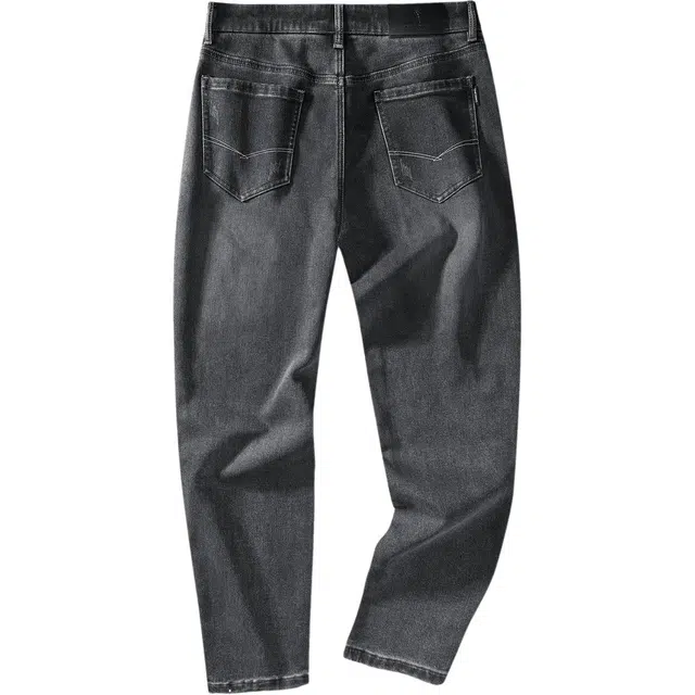 与狼共舞 威化高弹力经典通勤百搭款休闲时尚潮流猫须工艺帅气青年穿搭舒适亲肤直筒牛仔裤 男款