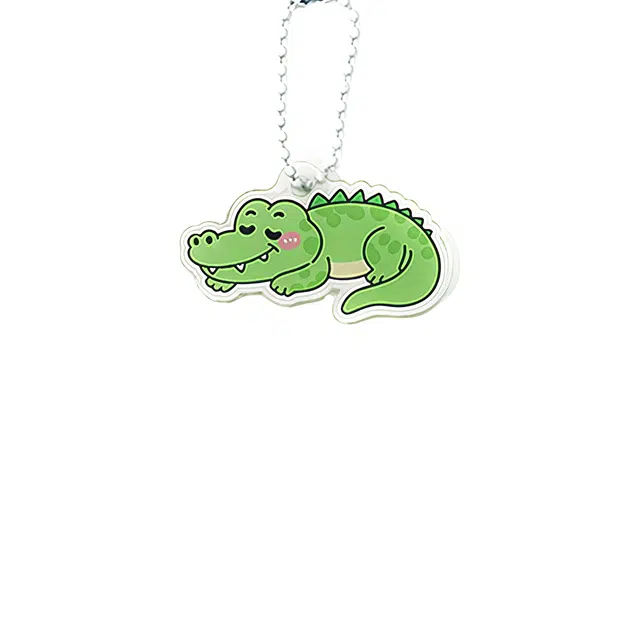 前方大荒野 午睡小鳄鱼慵懒可爱萌趣小清新卡通风格创意时尚 亚克力 钥匙扣 男女同款情侣款