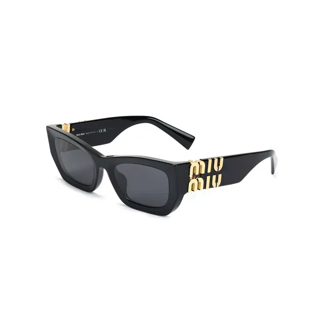 Miu Miu Letter Engraved Acetate Sunglasses Black