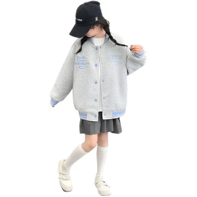 木木兔 棒球服 青春时尚 秋季女童外套 学院风 宽松舒适 学生 百搭休闲运动  潮流洋气 青少年