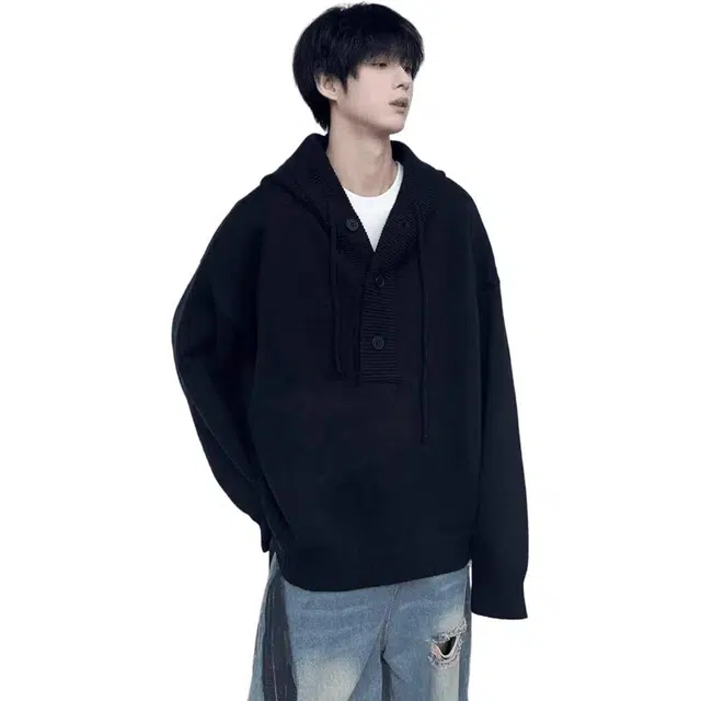 拓菲 美式复古连帽慵懒风毛衣重磅内搭卫衣外套针织衫 男女同款