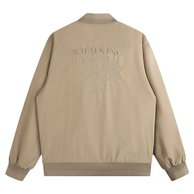 与狼共舞 潮流高街风虎头刺绣艺术设计时尚休闲防风百搭通勤保暖加绒挺括有型棒球领夹克外套 男款