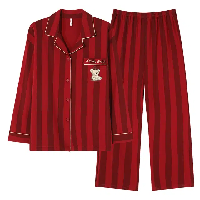 帕兰朵 纯棉春秋季开衫甜美花卉全棉吸汗家居服可外穿舒适睡衣套装 男女同款