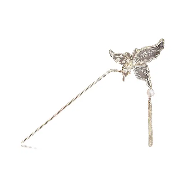 大唐国鼎 蝴蝶古典气质流苏簪子 步摇汉服古装旗袍盘发 新中式高级感发钗优雅#好运 合金 发簪 女款