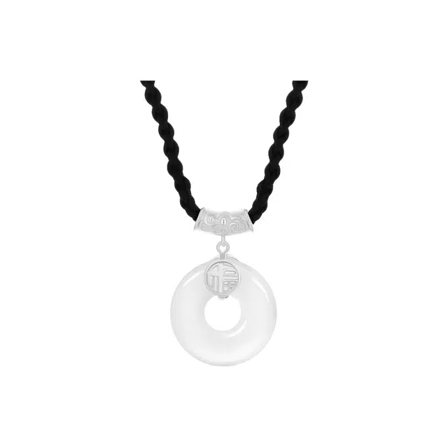 【福运满满】 水贝 呈祥平安扣清冷感 银祥云编绳百搭日常通勤好运锁骨链精美礼盒 玉髓 项链 男女同款情侣款