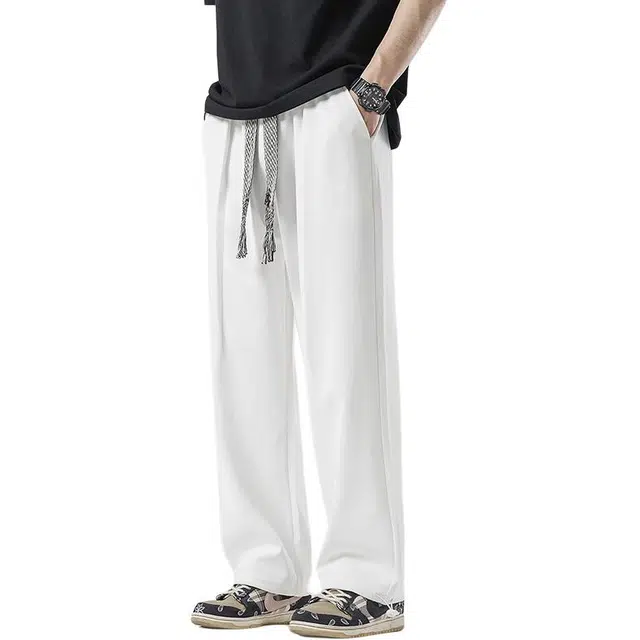 海尔斯 简约美式高街舒适中腰直筒纯色宽松休闲裤 男女同款