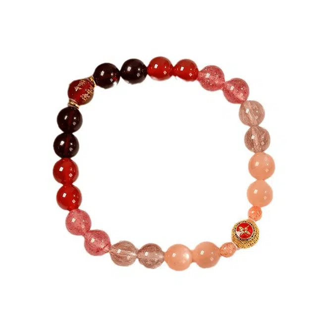 老庙 五行补火 金火水木土五色招财事业多宝小众百搭多宝多福能量平衡#好运天然 多色水晶 手串 男女同款情侣款