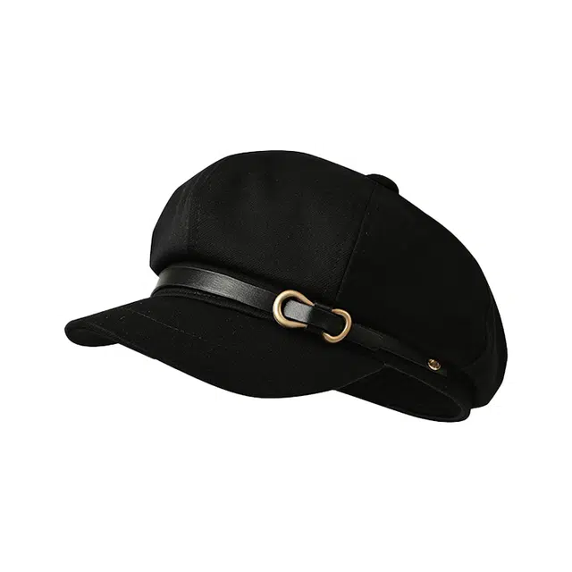 浪莎 法式小香风气质皮扣轻奢感显脸小户外休闲 棉 贝雷帽 男女同款情侣款