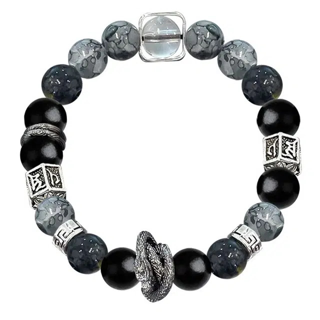 琛宬 【银蛇转运】 古典韵味平安转运珠 原生态新中式佛珠盘完国潮民族风复古文艺#好运节节高升学业顺利 黑檀 手串 男女同款情侣款