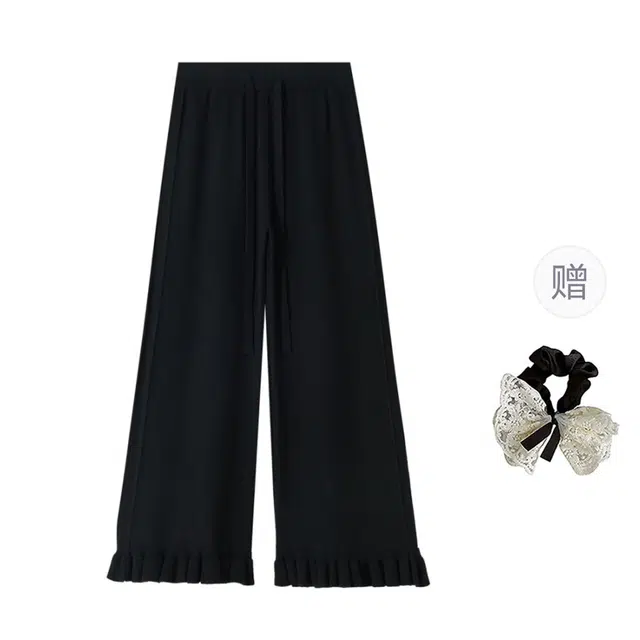 涂诗菲 韩版时尚纯色高级感显瘦气质通勤舒适慵懒风垂感针织休闲裤 女款