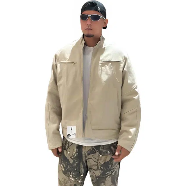 【机能复古飞行员短款外套】布客行 纯色隐藏格纹细节宽松廓形打破性别界限完美融合美式街头与都市防风保暖日常通勤穿搭夹克 男女同款