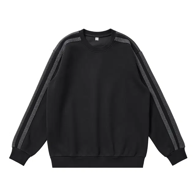 米素力 拼色百搭设计感落肩袖潮套头卫衣 男女同款