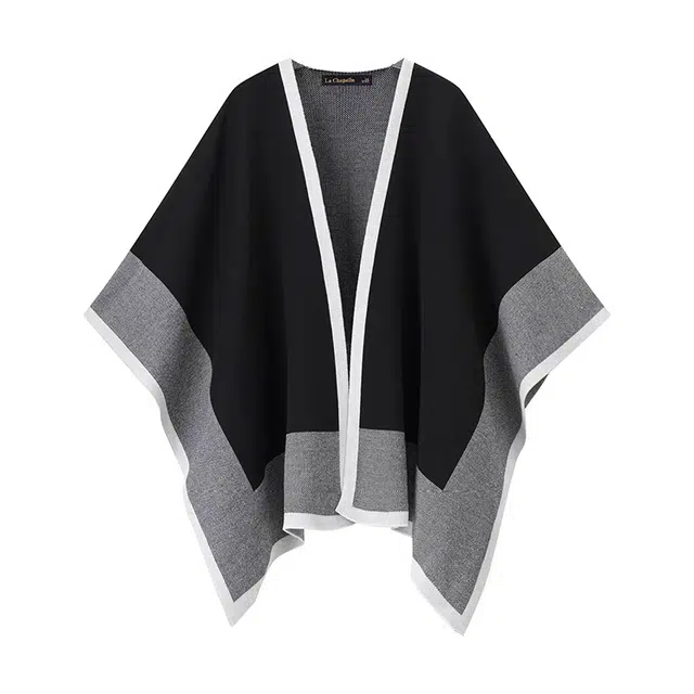 浪莎 高级感名媛风撞色慵懒氛围感保暖针织外搭 礼盒装 聚酯纤维 披肩 女款