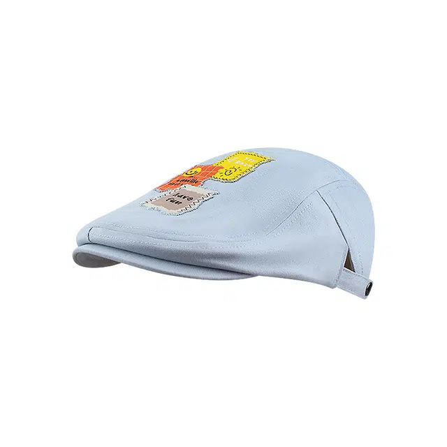 浪莎 日系小清新笑脸贴布报童帽大头围显脸小百搭复古前进帽时尚潮流 腈纶 贝雷帽 女款