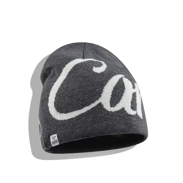 【美式潮流通勤百搭】 攸委 秋冬降温必备街头字母双面戴针织毛绒帽子冬季保暖护耳 涤纶 大头围显脸小包头绒线帽冷帽 男女同款情侣款