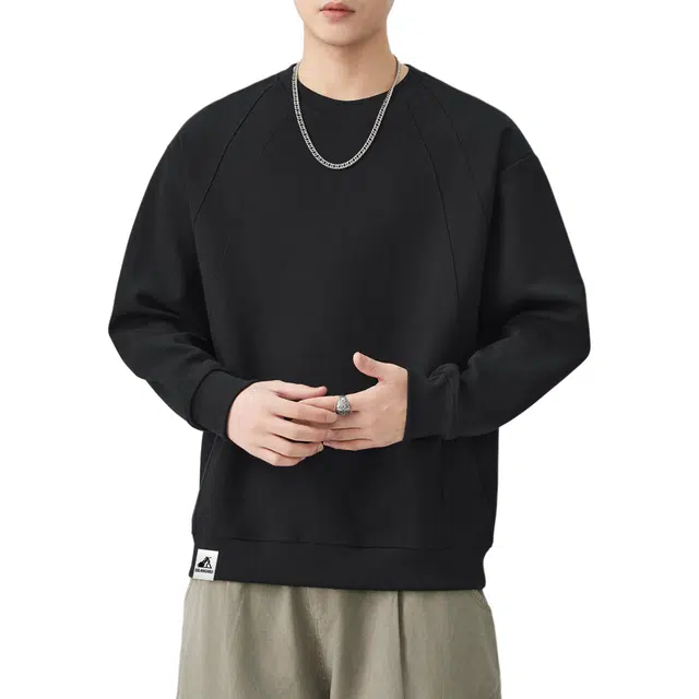 帝狼牛 基础款纯色简约美拉德落肩款宽松圆领套头卫衣 男女同款