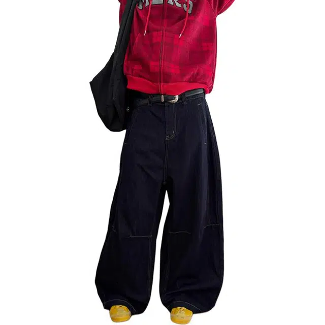 如续 美式复古风丹宁原色宽松直筒长裤潮流简约高级感阔腿休闲牛仔裤 男女同款