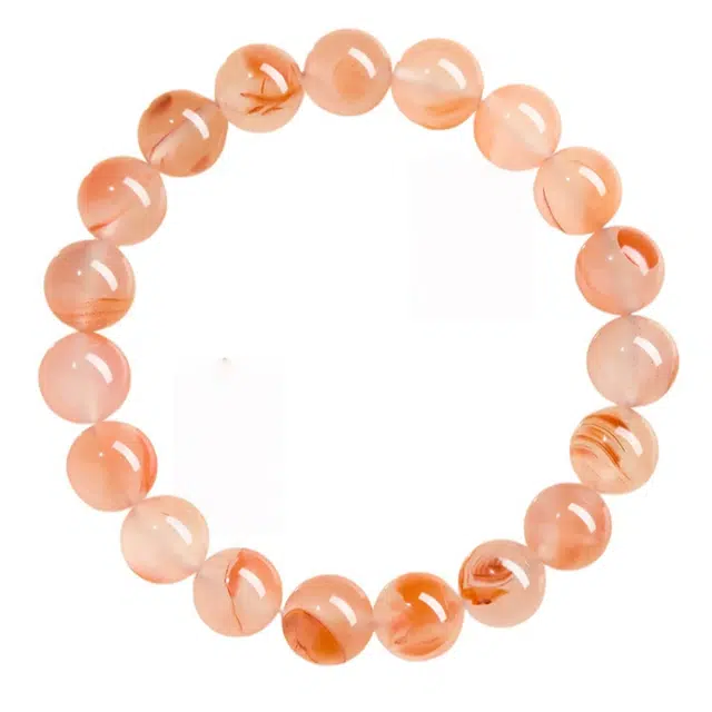 仙园韵 【学业上岸】新中式复古设计优雅时尚好运锦鲤玉石手链红色本命年上岸 粉水晶 手串 女款