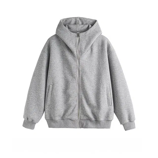 虫小绿 街头复古重磅纯色春秋季潮流长袖外套美式高级感休闲百搭宽松连帽卫衣 男女同款