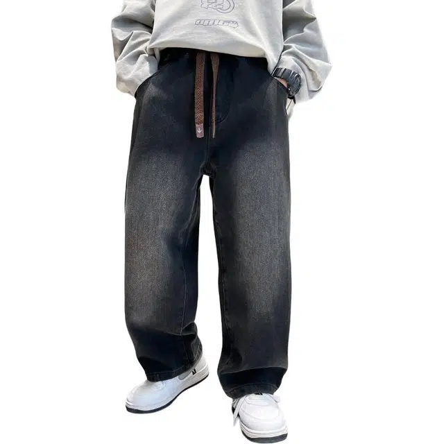 黑恐龙牛仔裤 舒适直筒黑色休闲