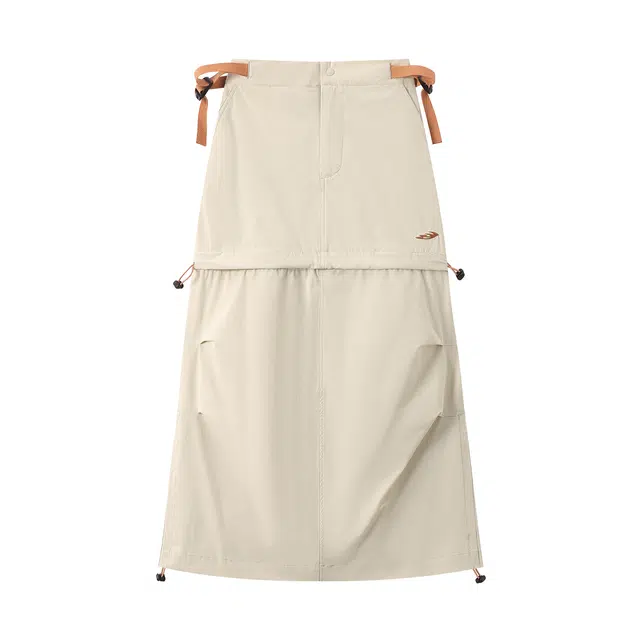 江南先生 户外防泼水可拆卸半身裙工装撞色绣花宽松抽绳松紧裙子女休闲长裙 女款