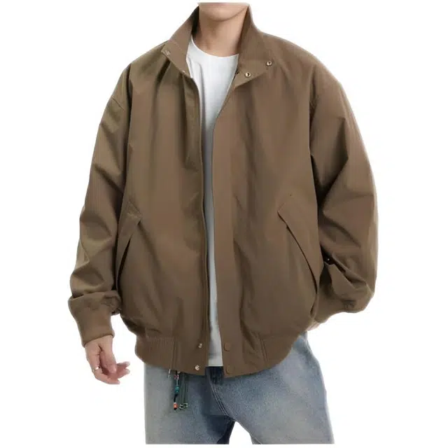 木木兔 潮流时尚秋季外套 情侣装 大码  简约百搭 宽松飞行员男春秋户外防风 休闲上衣夹克 男女同款