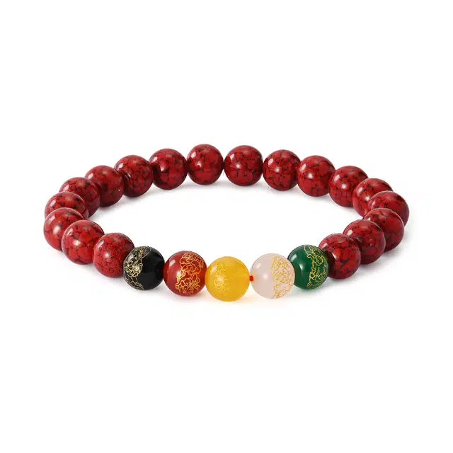 玺璎 五路财神平安素圈串珠 新中式本命年吉祥如意再造辰砂#好运 朱砂 手串 男女同款情侣款