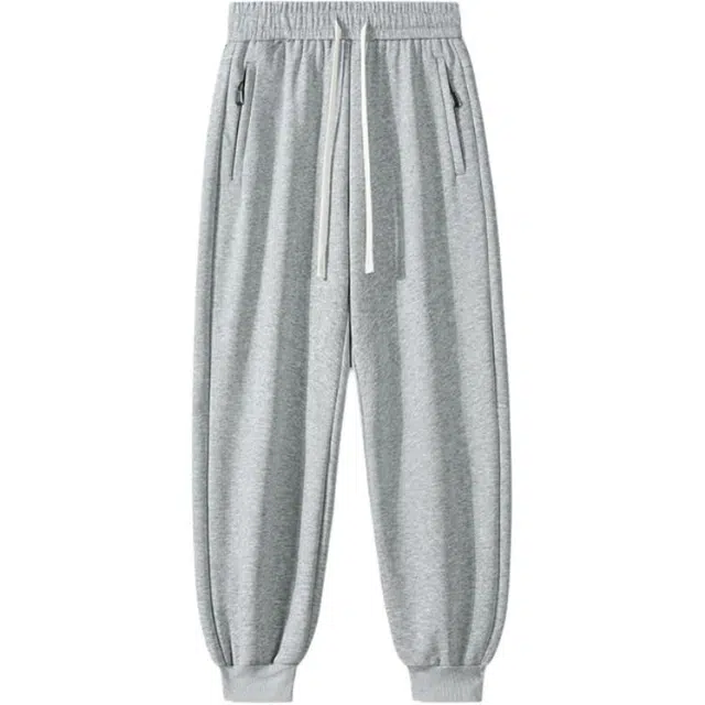 海尔斯 潮流百搭纯色中腰宽松束脚系带休闲裤 男款